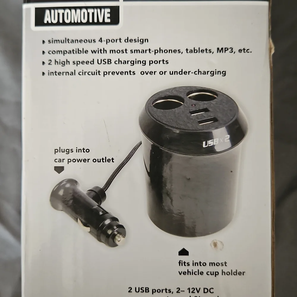 Automotive Dual USB Car Charger - Black